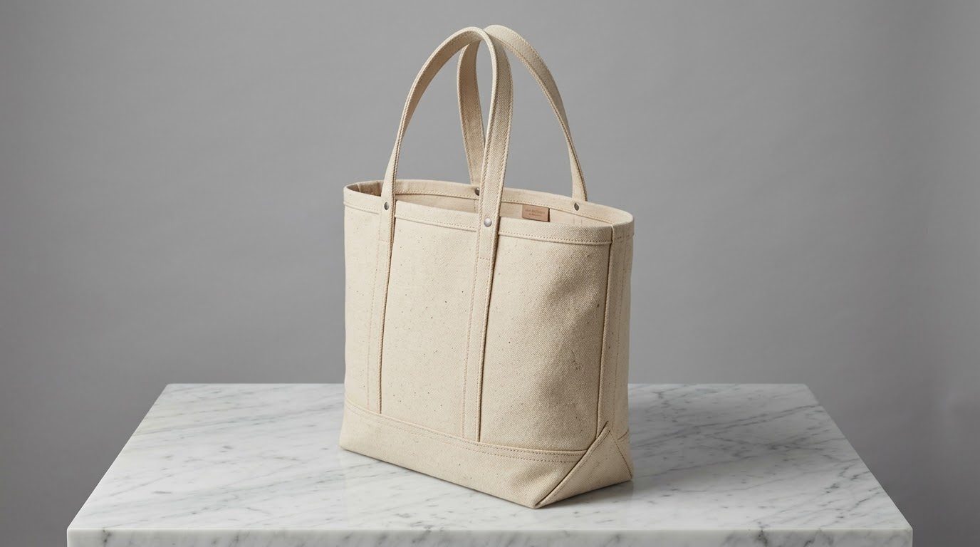 Krem kanvas tote çanta